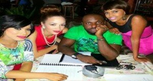 PHOTO: JIM IYKE (), EKU, ZYNLL AND DI ON SET OF ‘AND LOVE COMES AROUND’